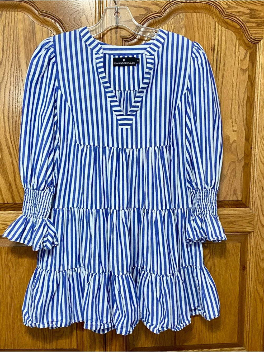 Pomander Place Tuckernuck Blue White Stripe Cotton Poplin Kenzo Dress Women’s XS